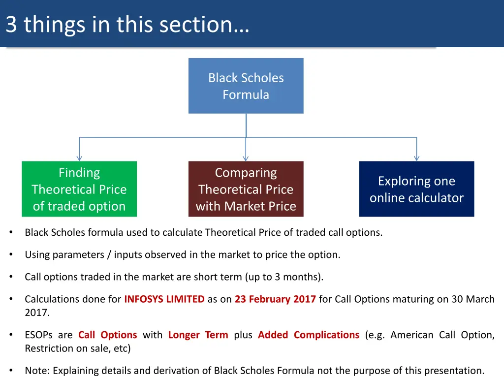 the black scholes formulas 3 things in this