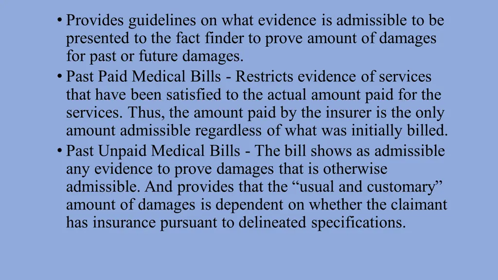 provides guidelines on what evidence