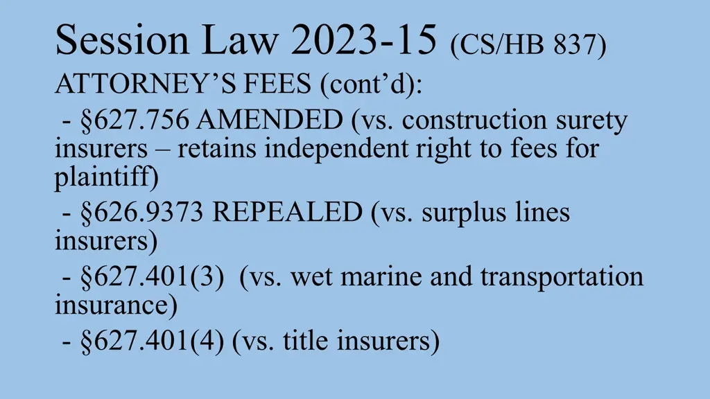 session law 2023 15 cs hb 837 attorney s fees