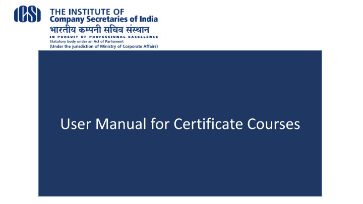 user manual for certificate courses