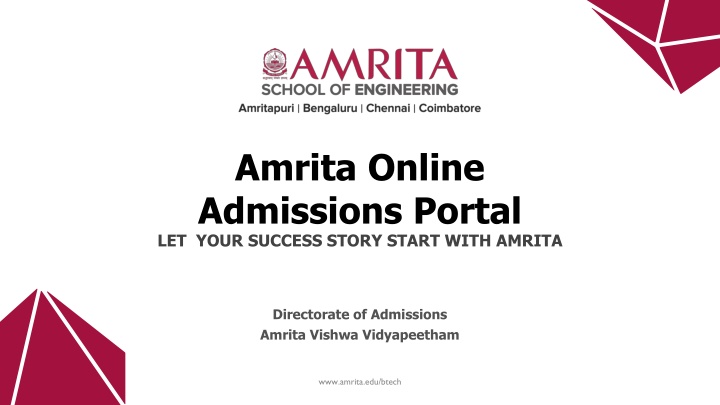 amrita online admissions portal