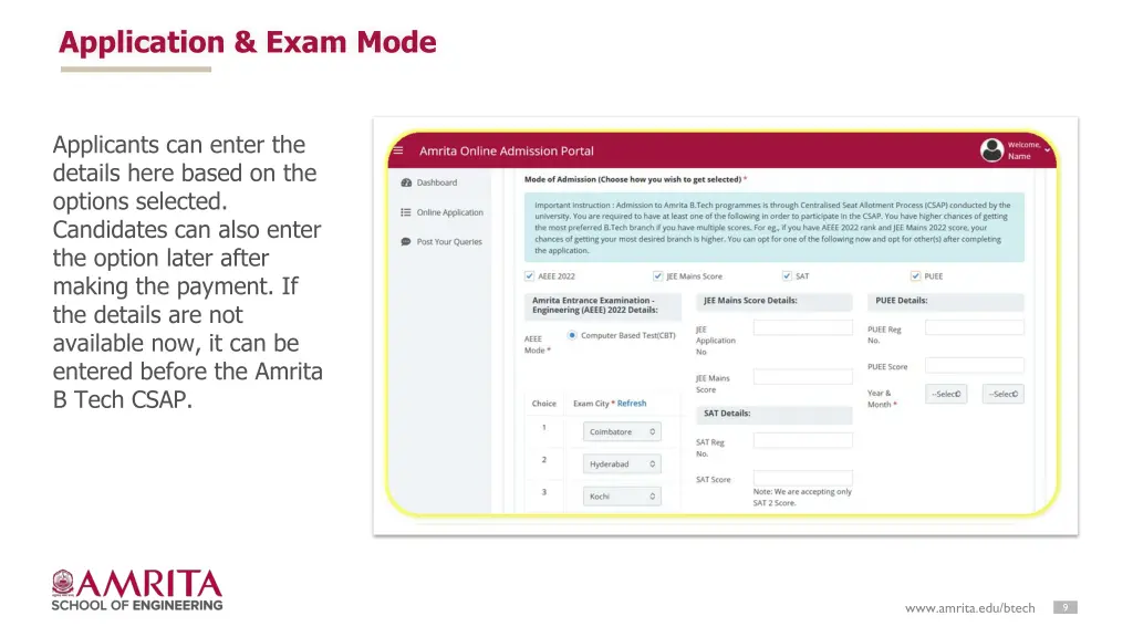 application exam mode 1