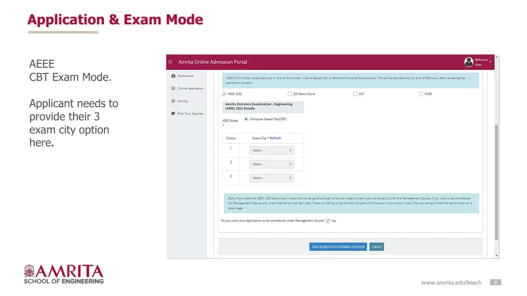 application exam mode