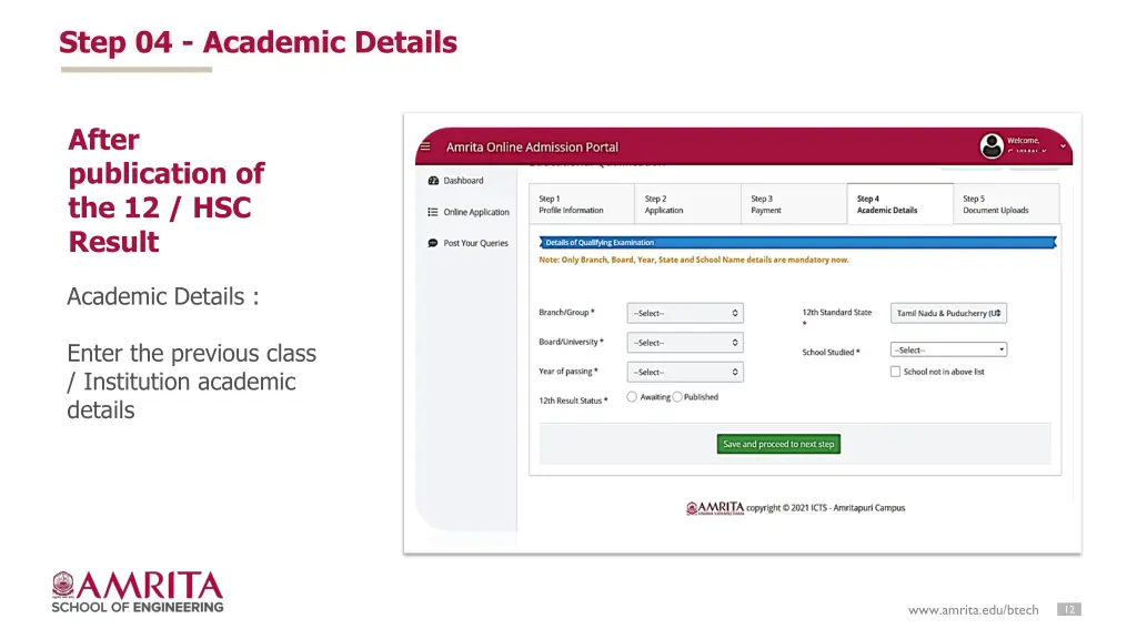 step 04 academic details