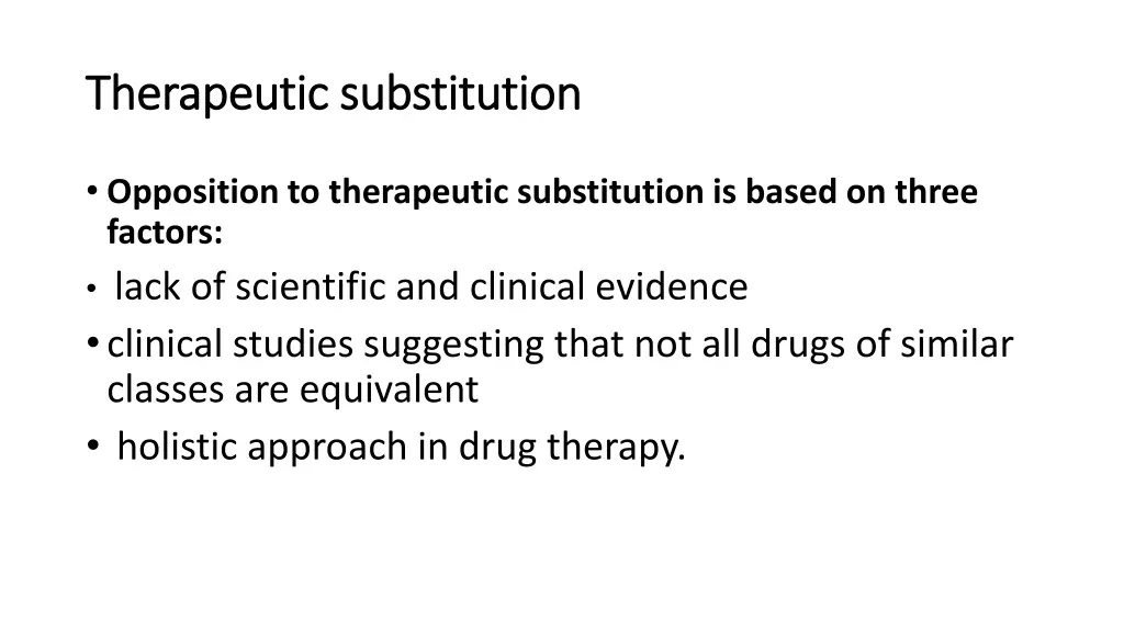 therapeutic substitution therapeutic substitution