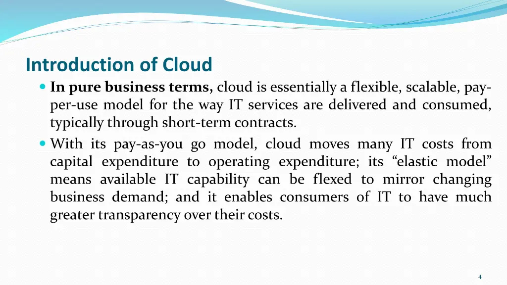 introduction of cloud in pure business terms