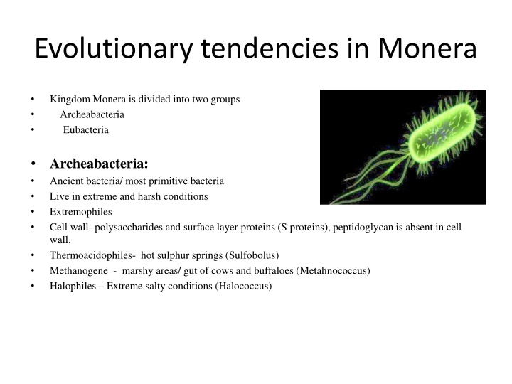 evolutionary tendencies in monera