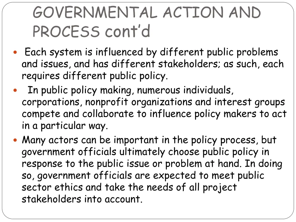 governmental action and process cont d each