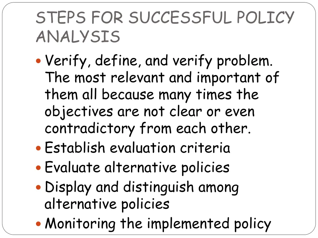 steps for successful policy analysis verify