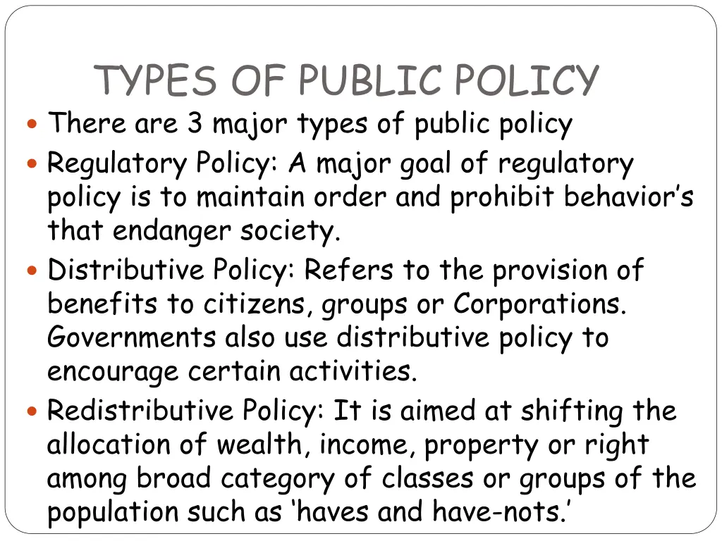 types of public policy there are 3 major types