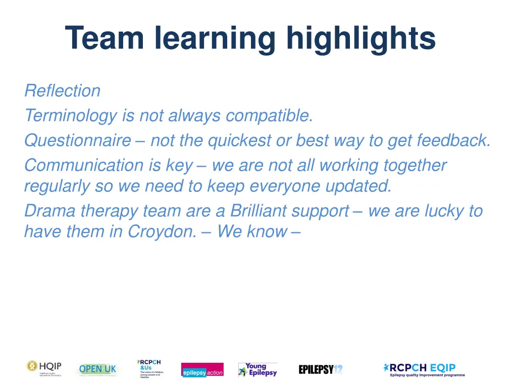 team learning highlights