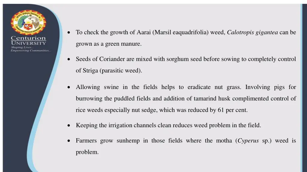 to check the growth of aarai marsil eaquadrifolia