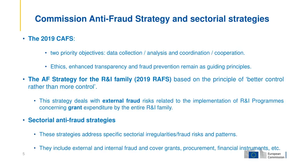 commission anti fraud strategy and sectorial