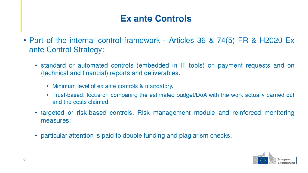 ex ante controls