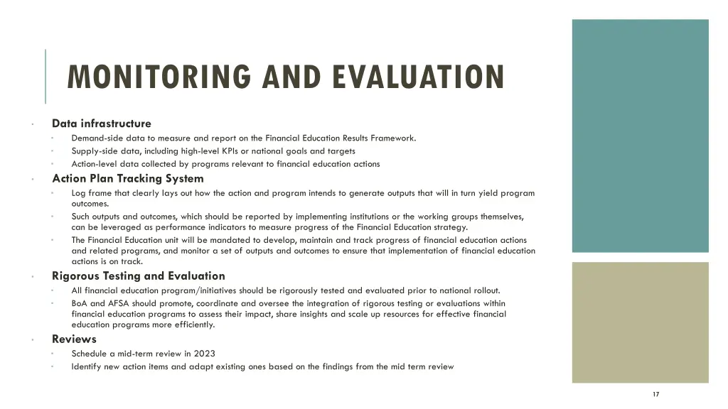 monitoring and evaluation