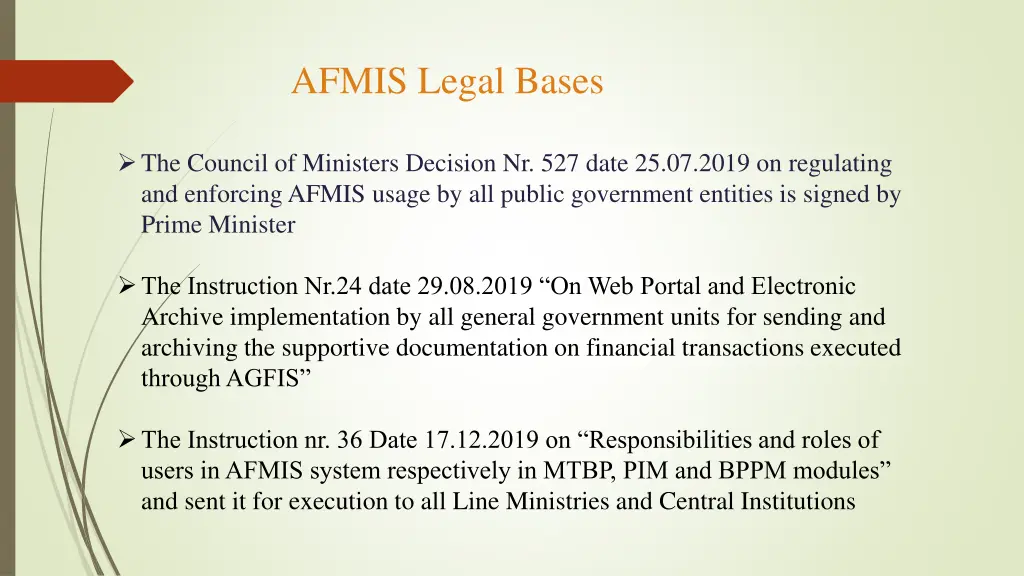 afmis legal bases