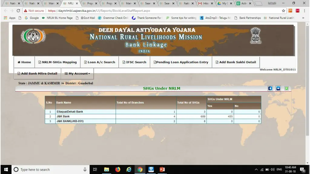 options available in district login id 1