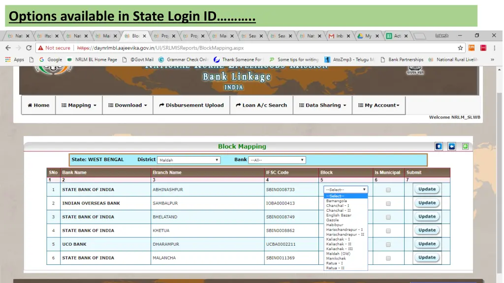 options available in state login id 2