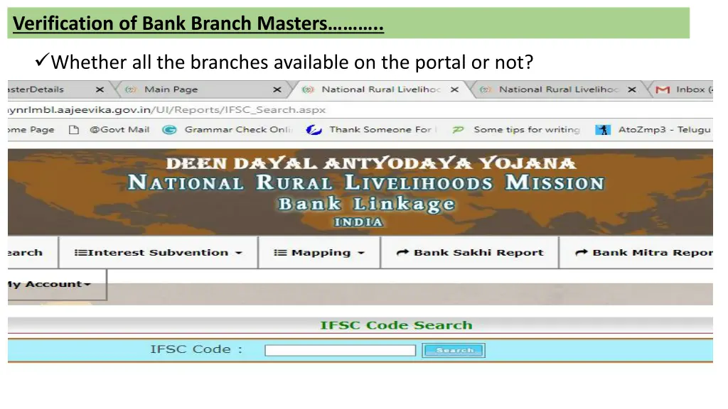 verification of bank branch masters 2