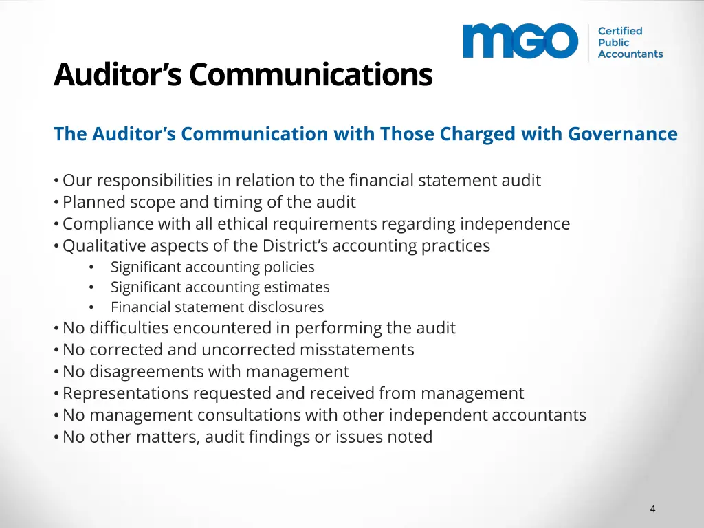 auditor s communications