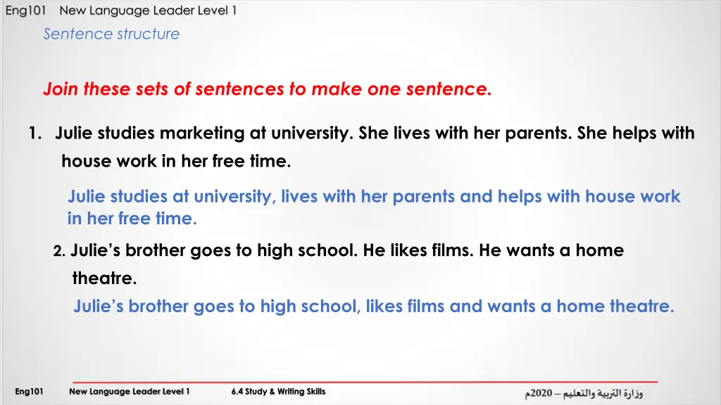 eng101 new language leader level 1 sentence