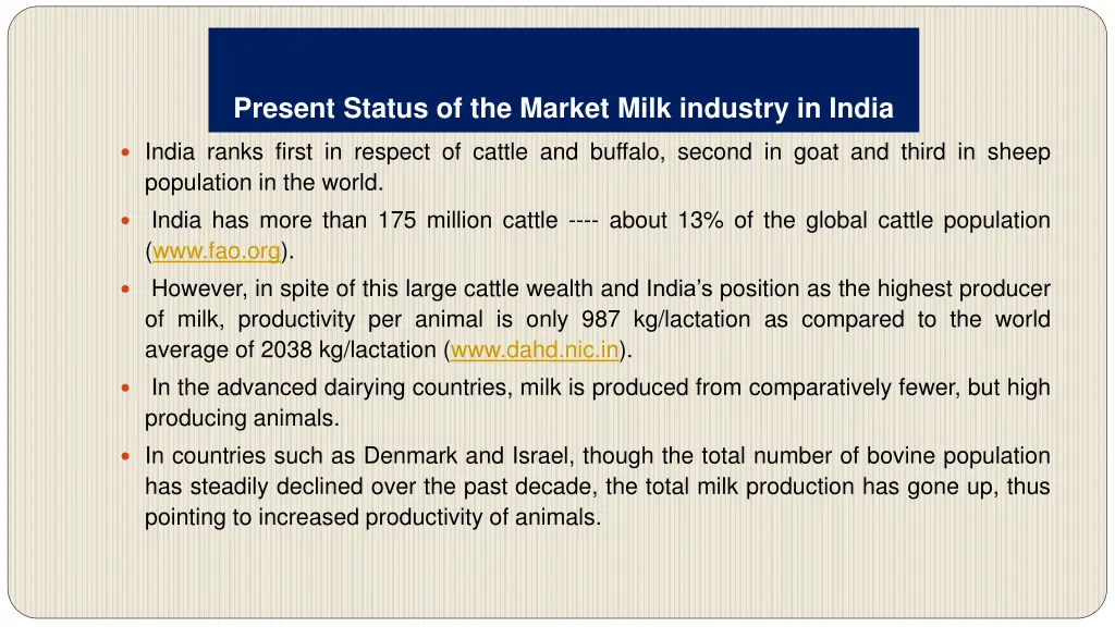 present status of the market milk industry