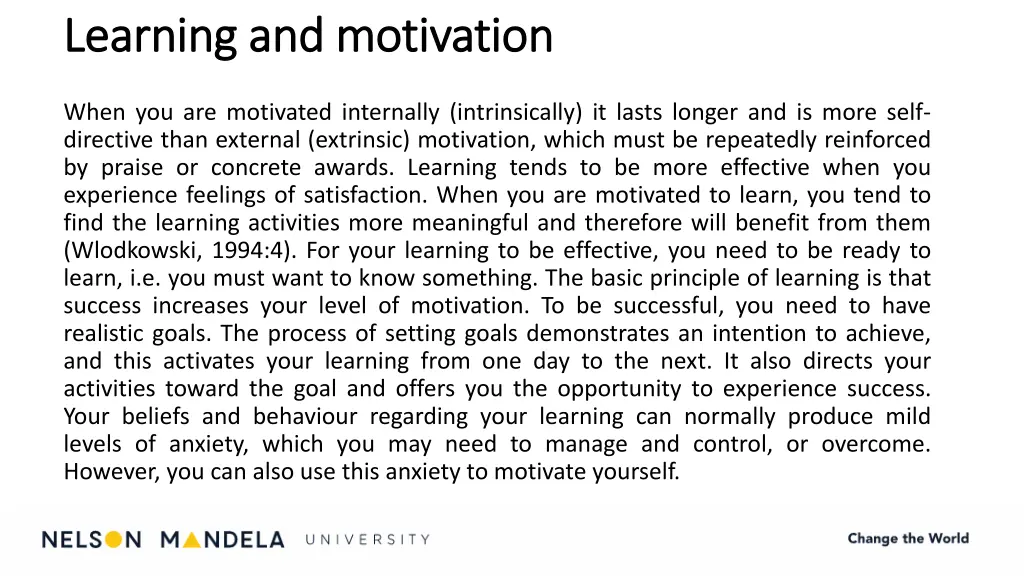 learning and motivation learning and motivation