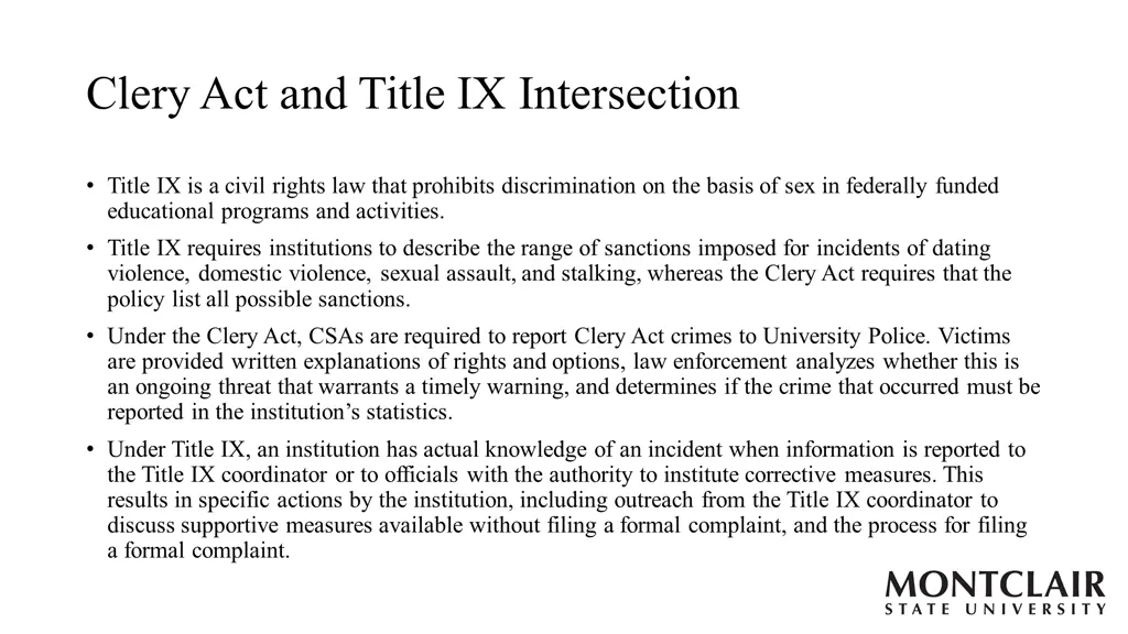 cleryact and title ix intersection