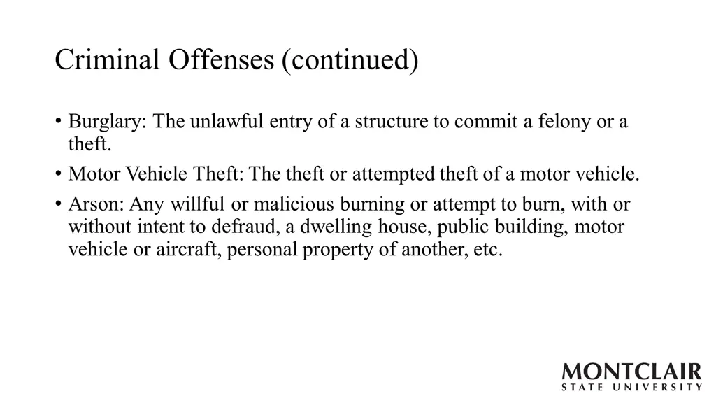 criminal offenses continued