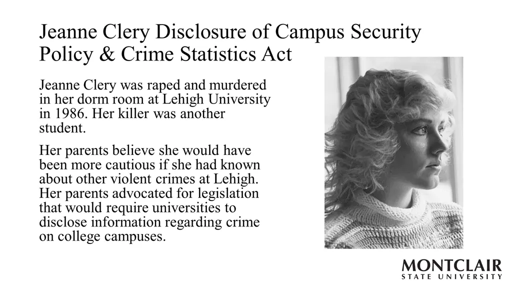 jeanne clery disclosure of campus security policy