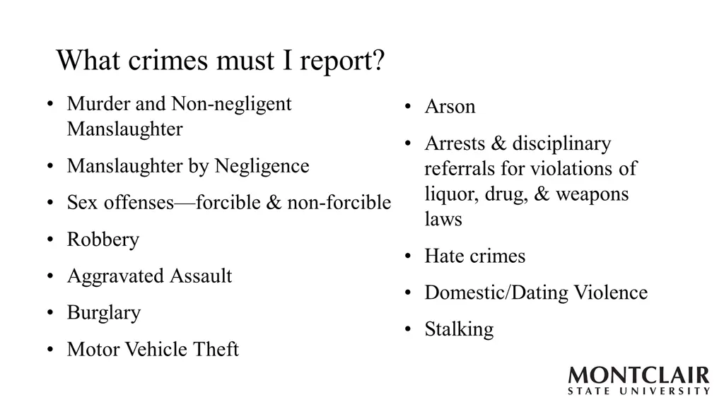 what crimes must i report