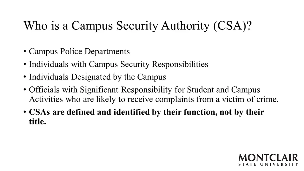 who is a campus security authority csa