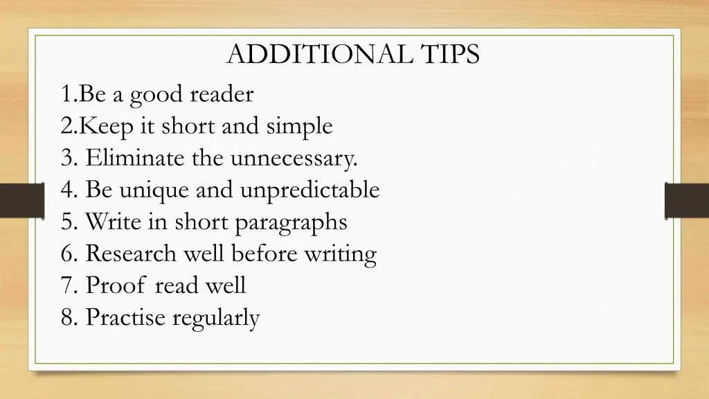 additional tips