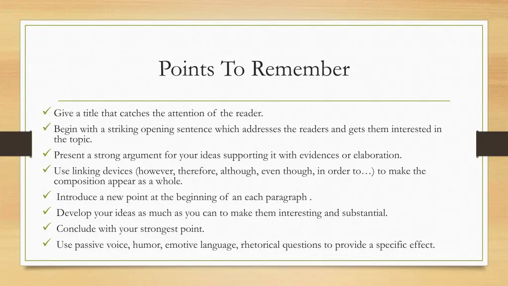 points to remember