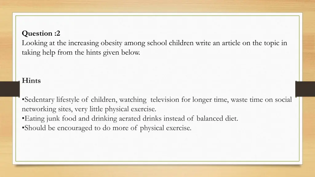 question 2 looking at the increasing obesity