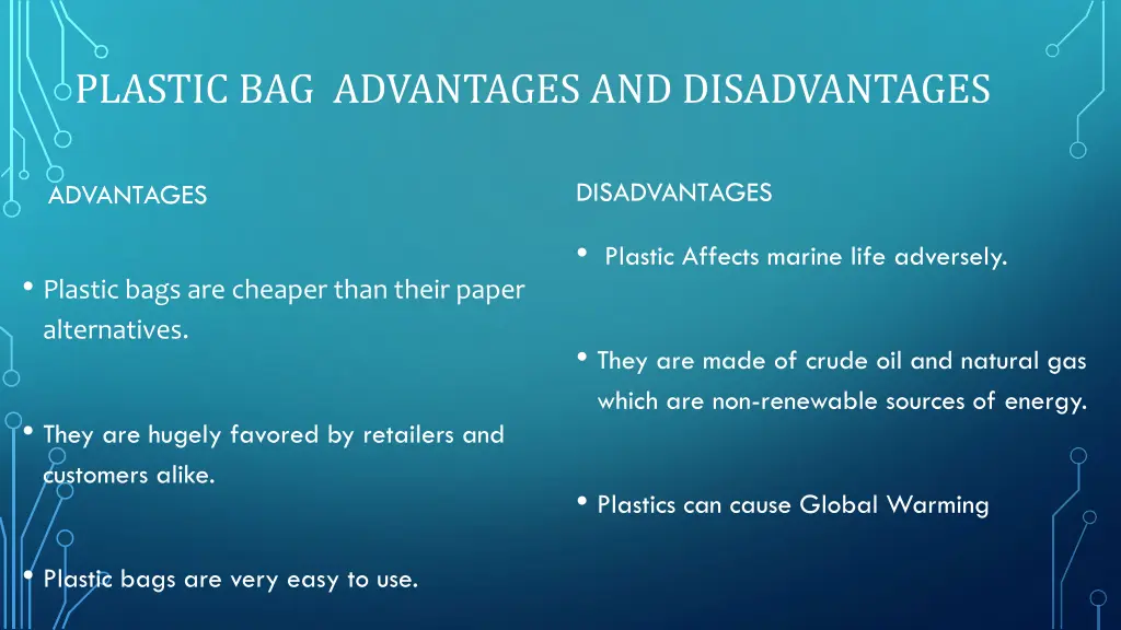 plastic bag advantages and disadvantages