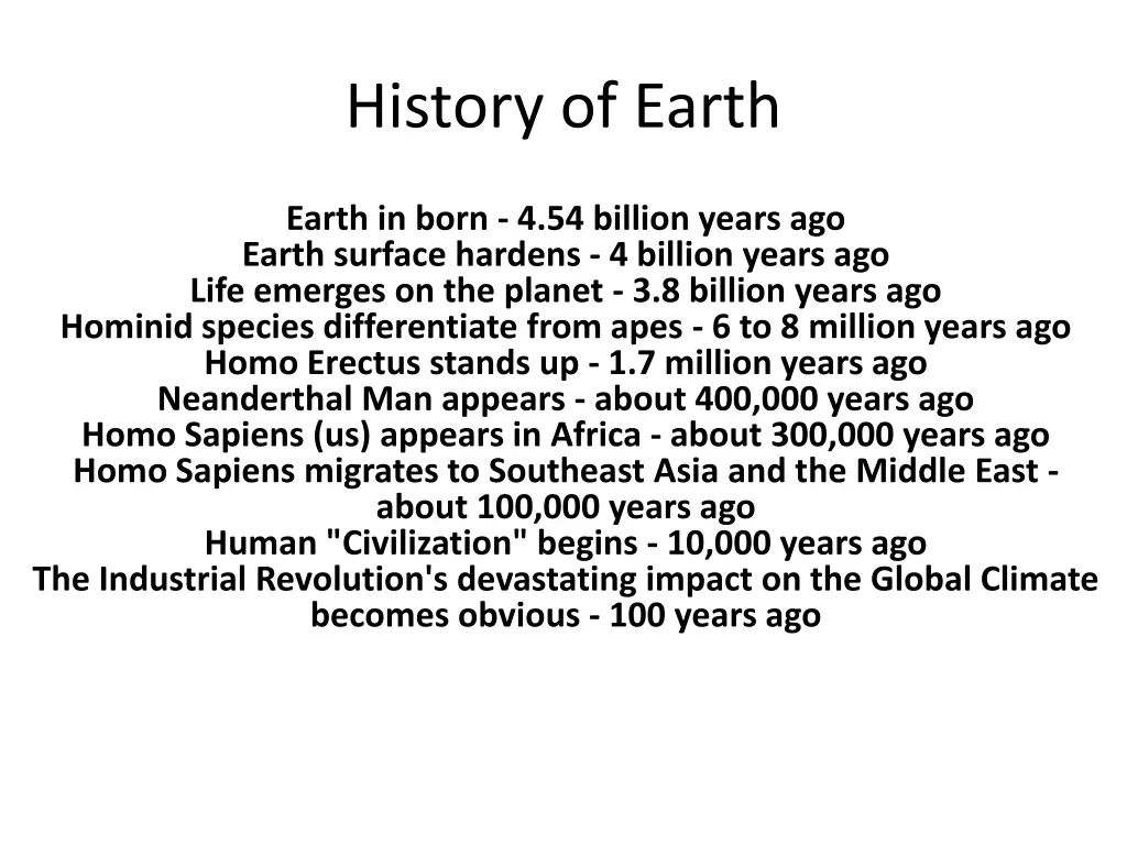 history of earth