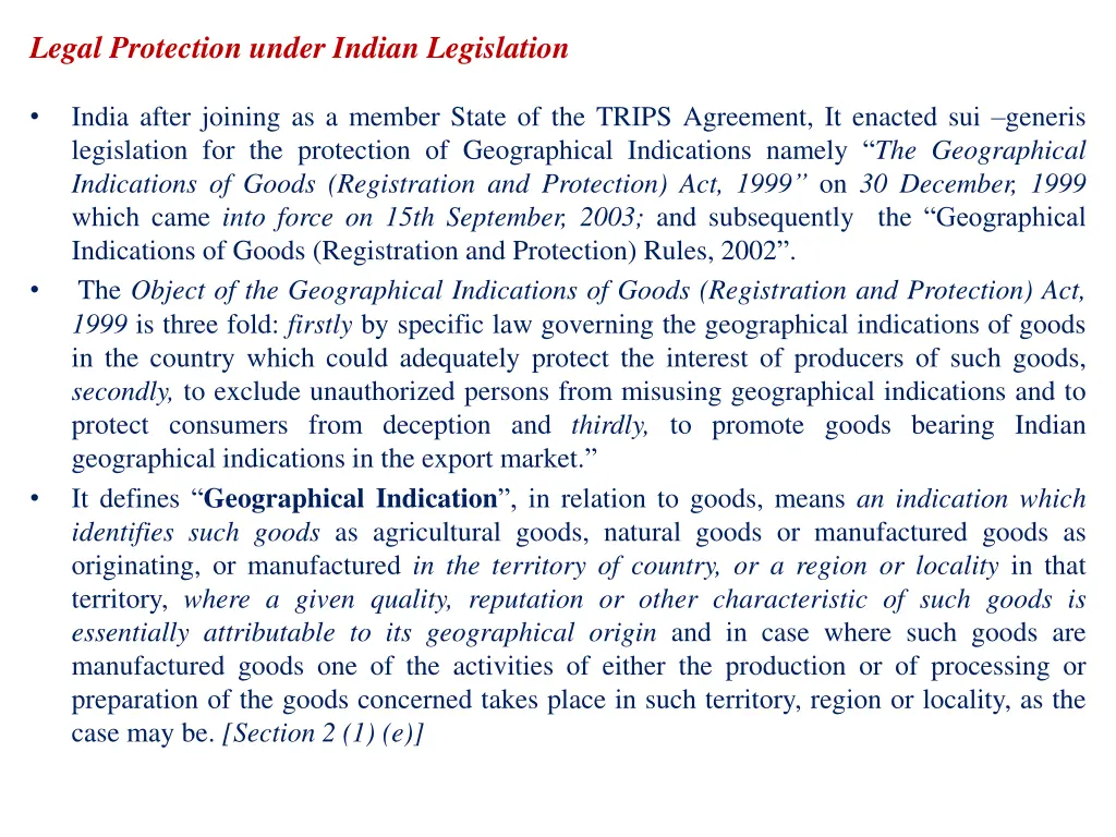 legal protection under indian legislation