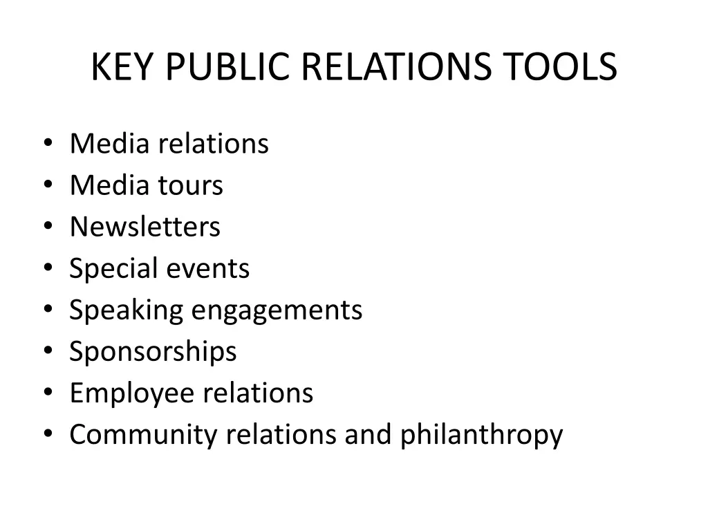 key public relations tools