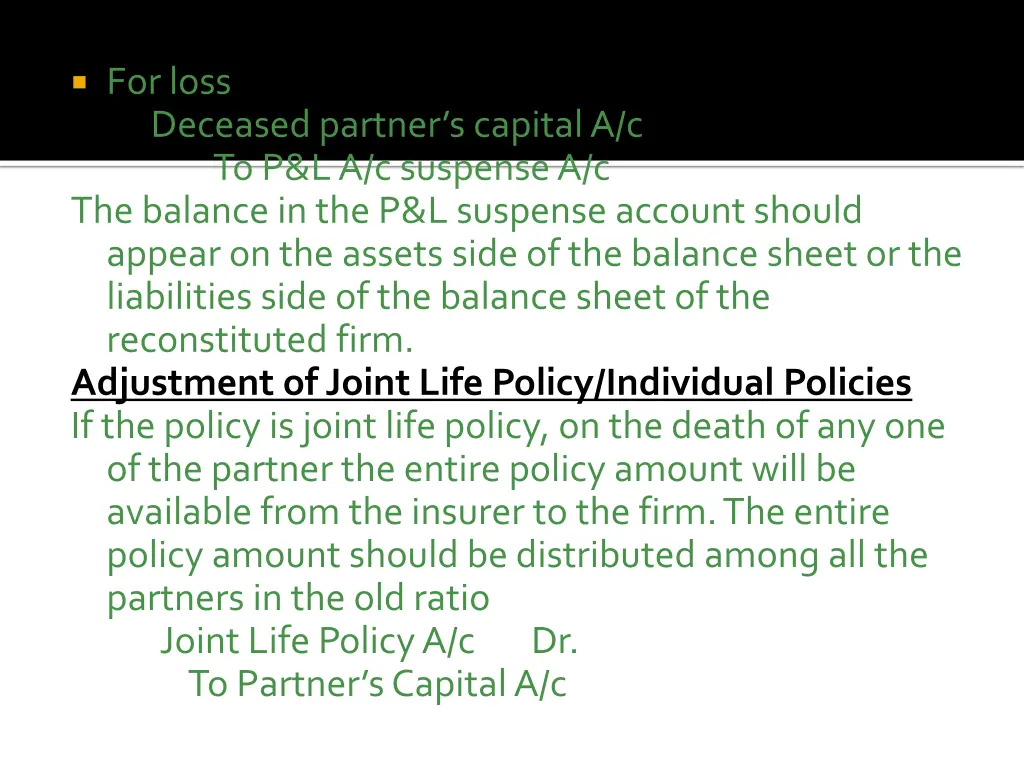 for loss deceased partner s capital