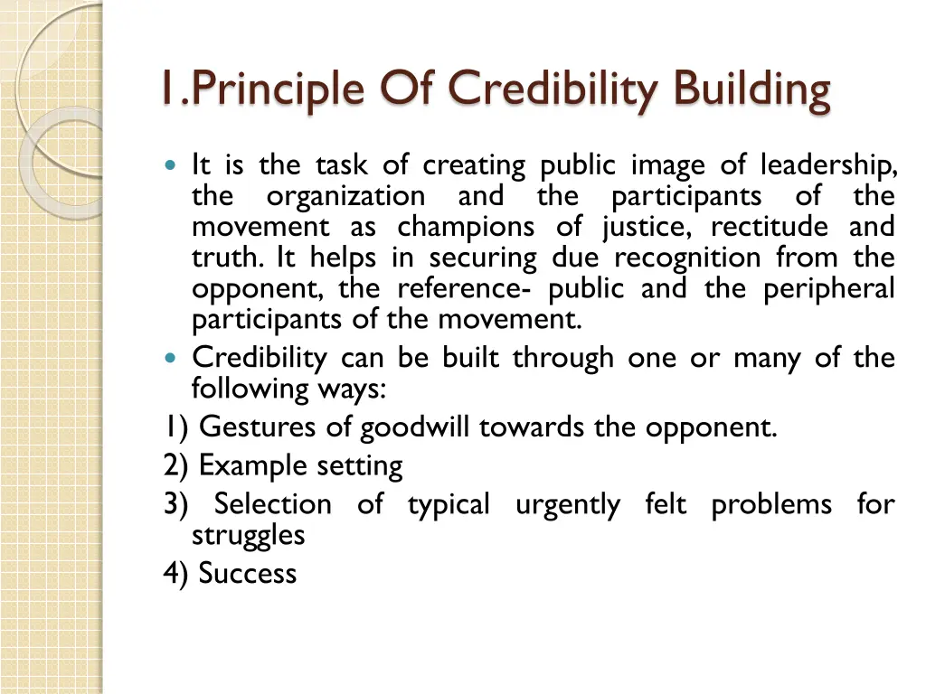 1 principle of credibility building