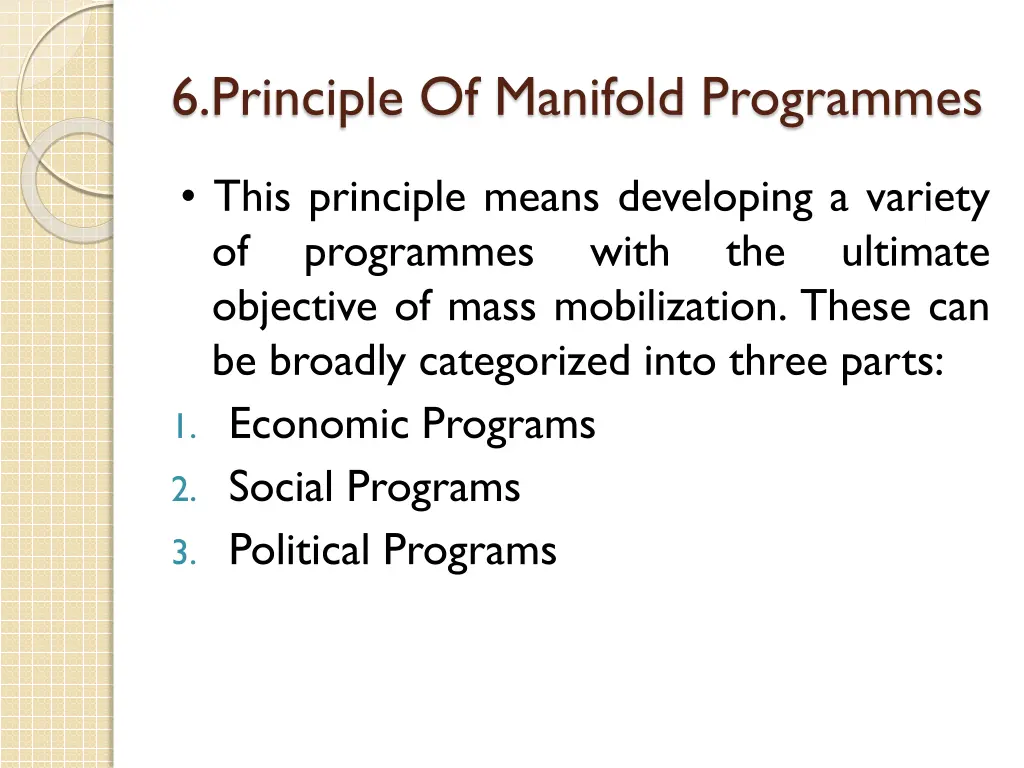 6 principle of manifold programmes