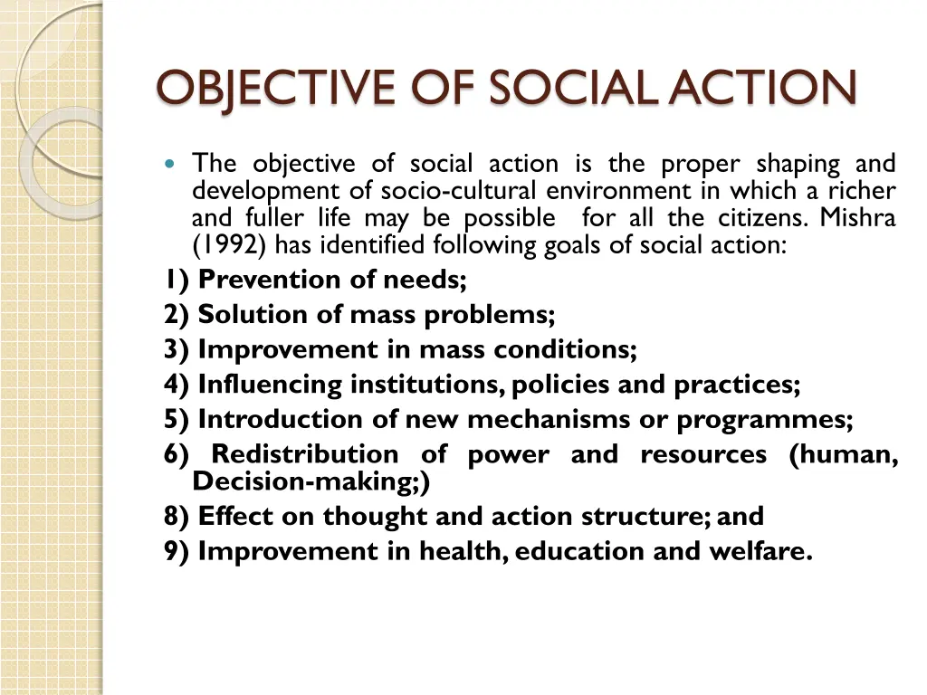 objective of social action