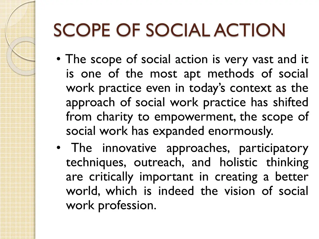 scope of social action