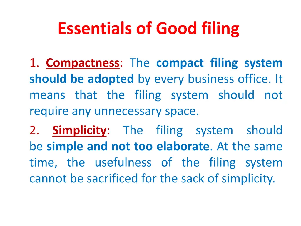 essentials of good filing