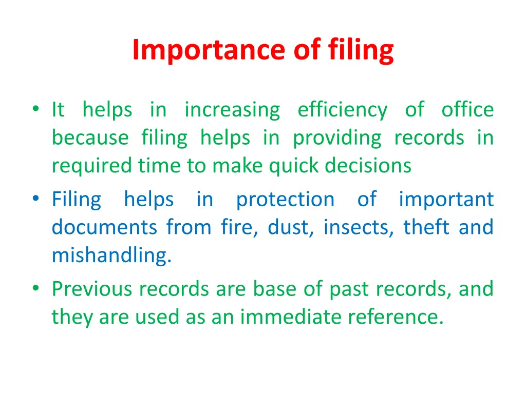 importance of filing