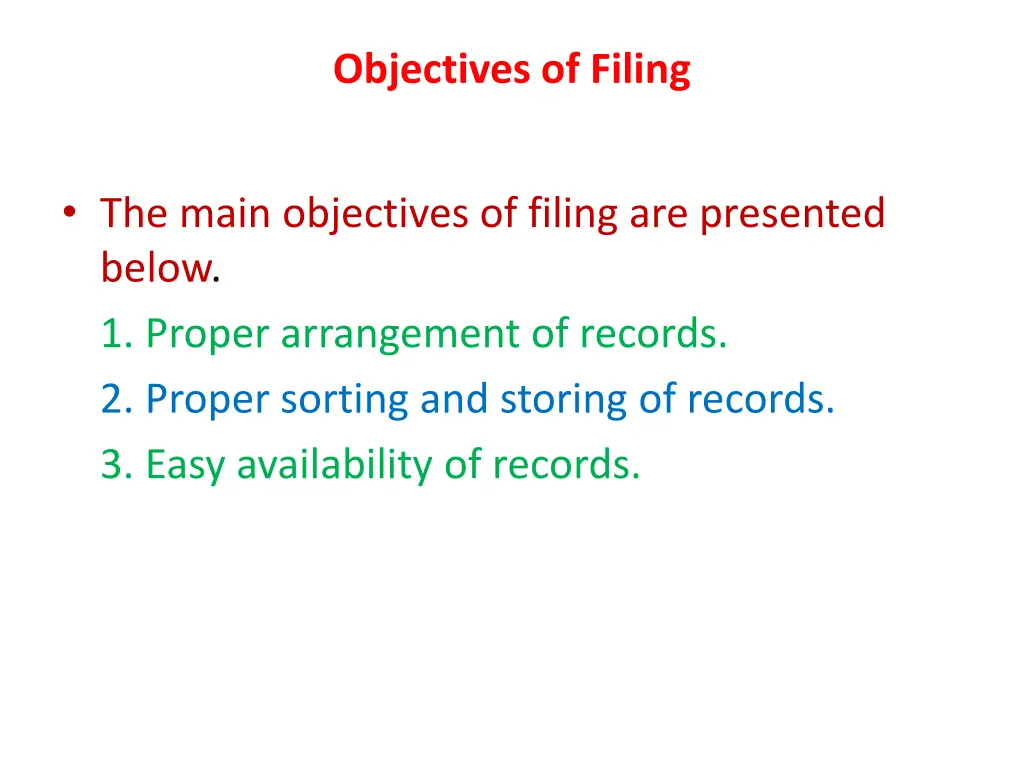 objectives of filing