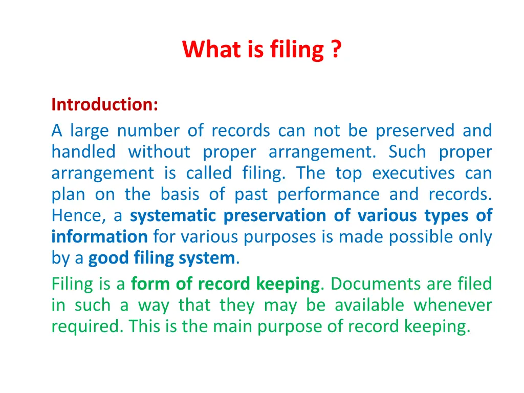 what is filing