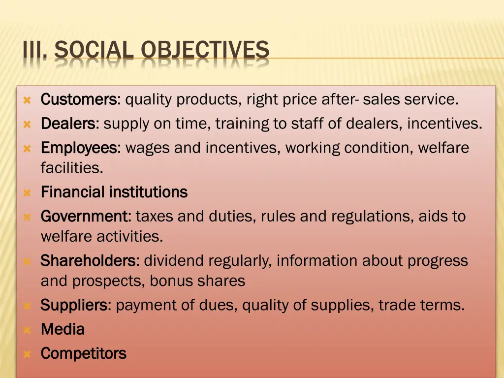 iii social objectives