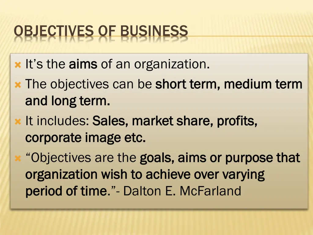 objectives of business